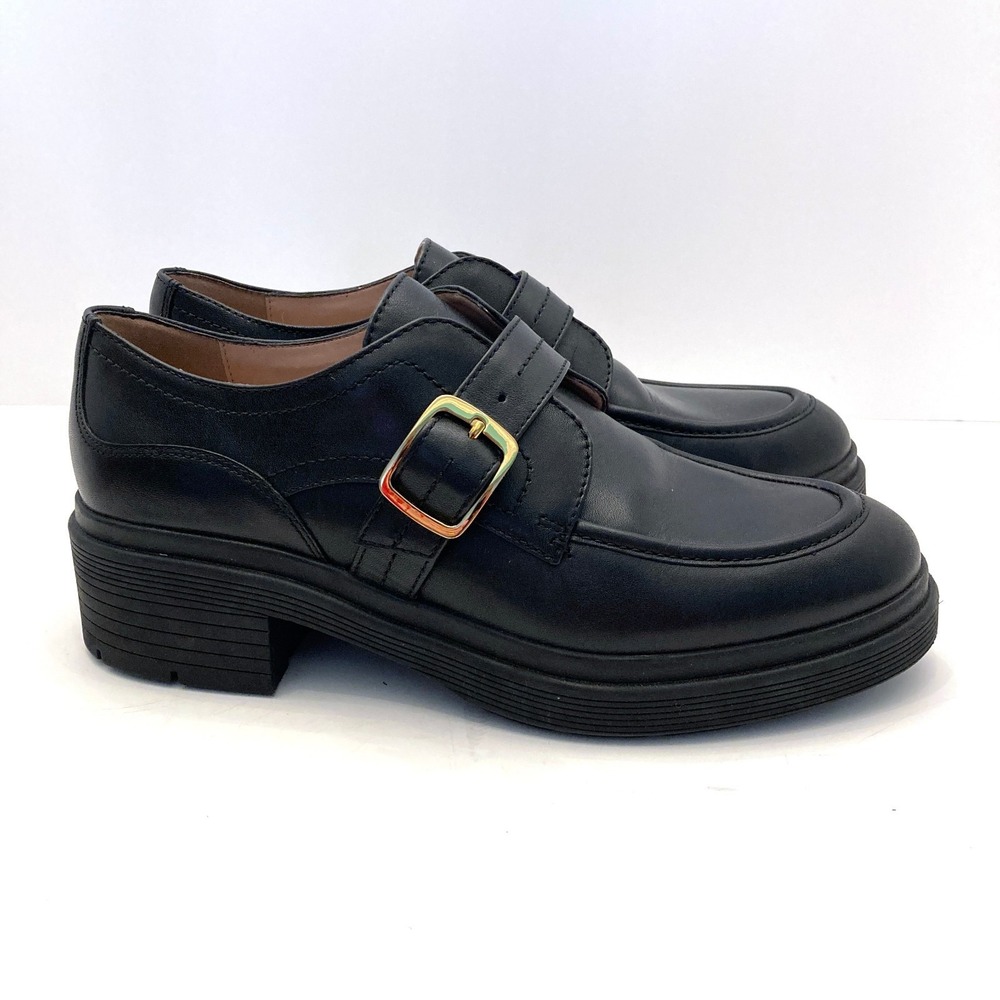 Cole Haan Carlitta Monk Strap Lug Sole Oxford Loafers Black Leather Womens 8B - Picture 11 of 11